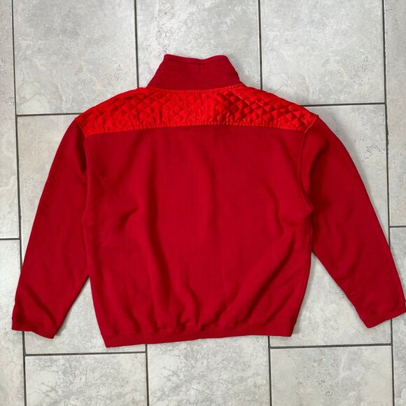 VINTAGE Esprit EDC Group Red Pullover Quarter Zip Drawstring Sweater Size L Wmn - Picture 5 of 8